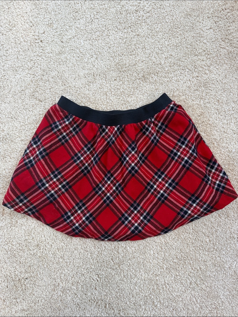 H&M Kids Red Plaid Skater Skirt with Black Waistband